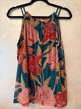 Floral Halter Tank Top XL